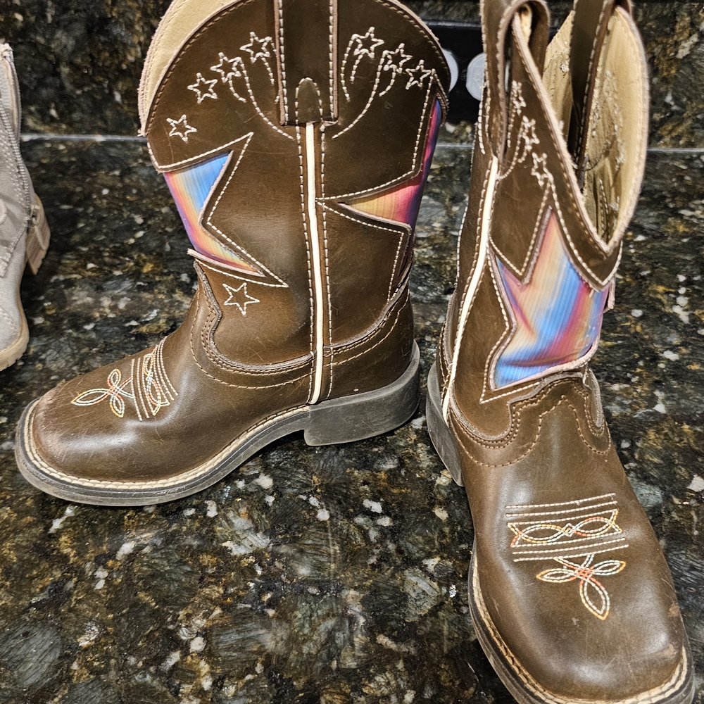 Shyanne Kids Brown Boots with Colorful Star Design